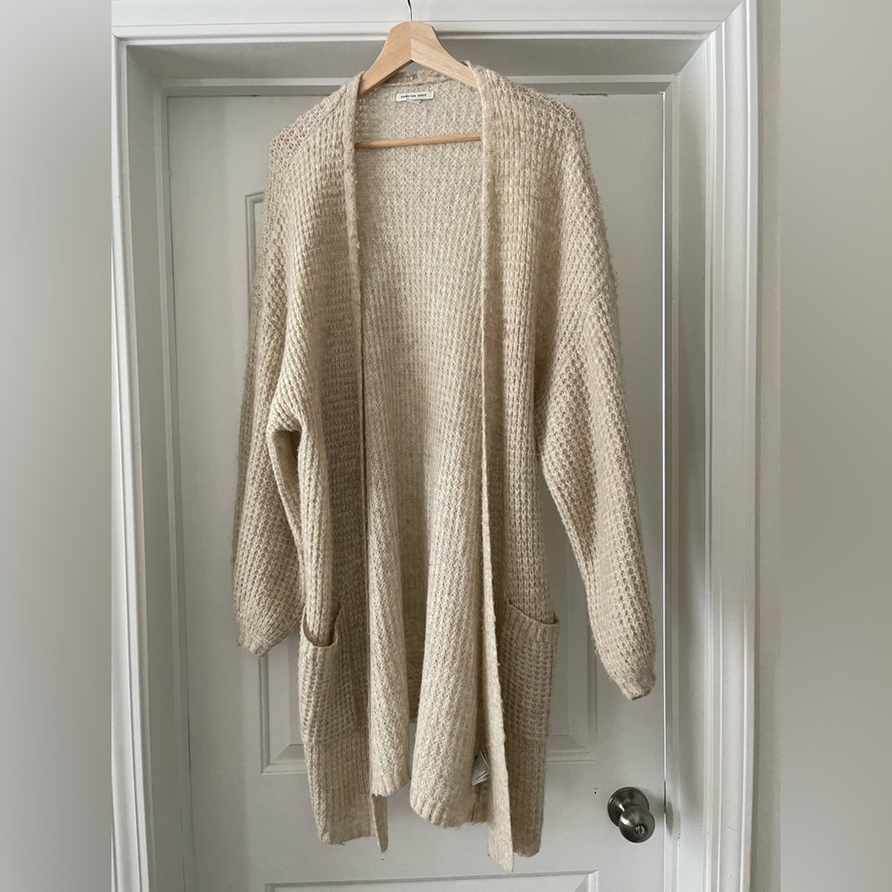 American Eagle Outfitters Beige Open-Front Cardigan